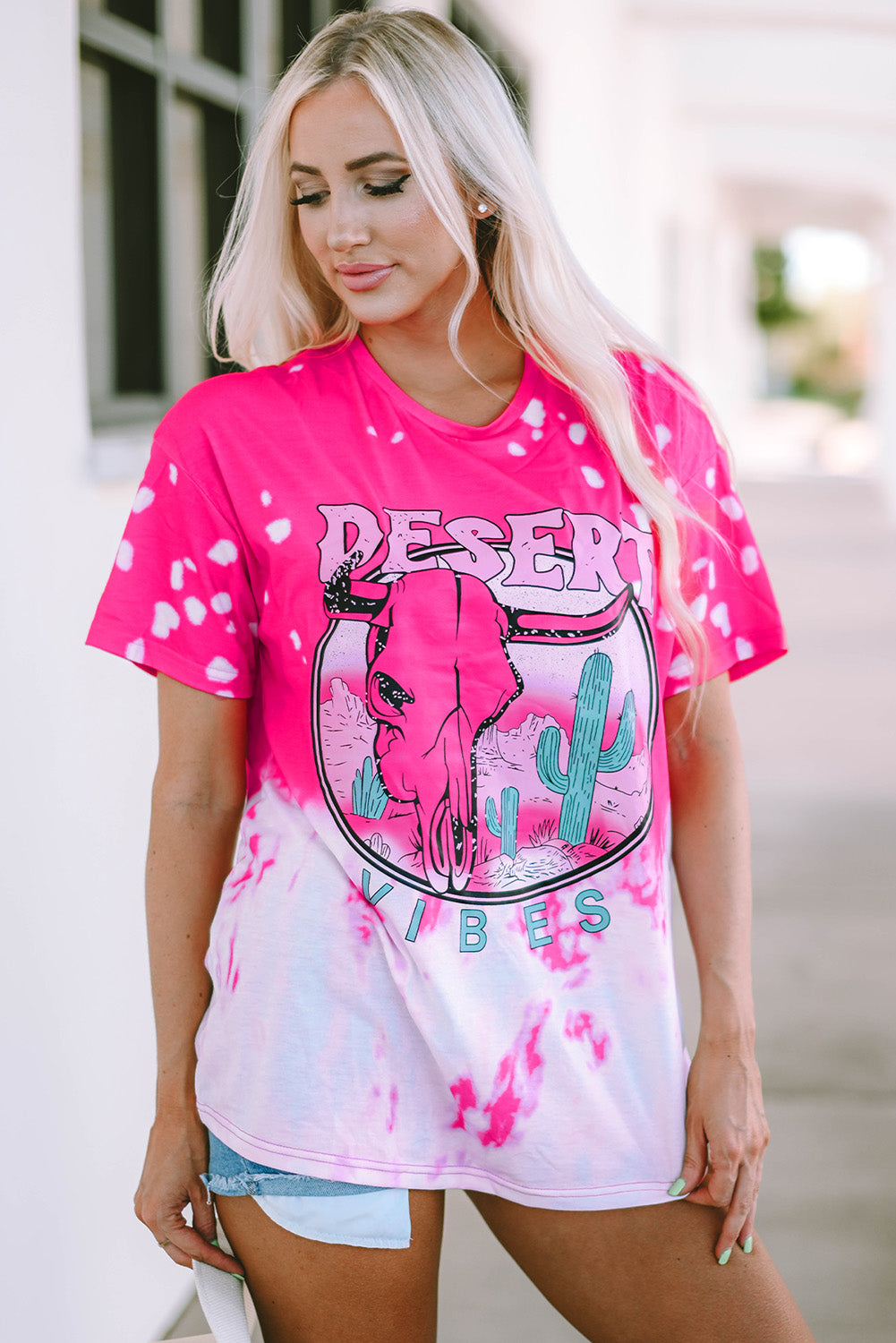 Rose EASTER VIBES Skull Graphic Print Oversized T Shirt