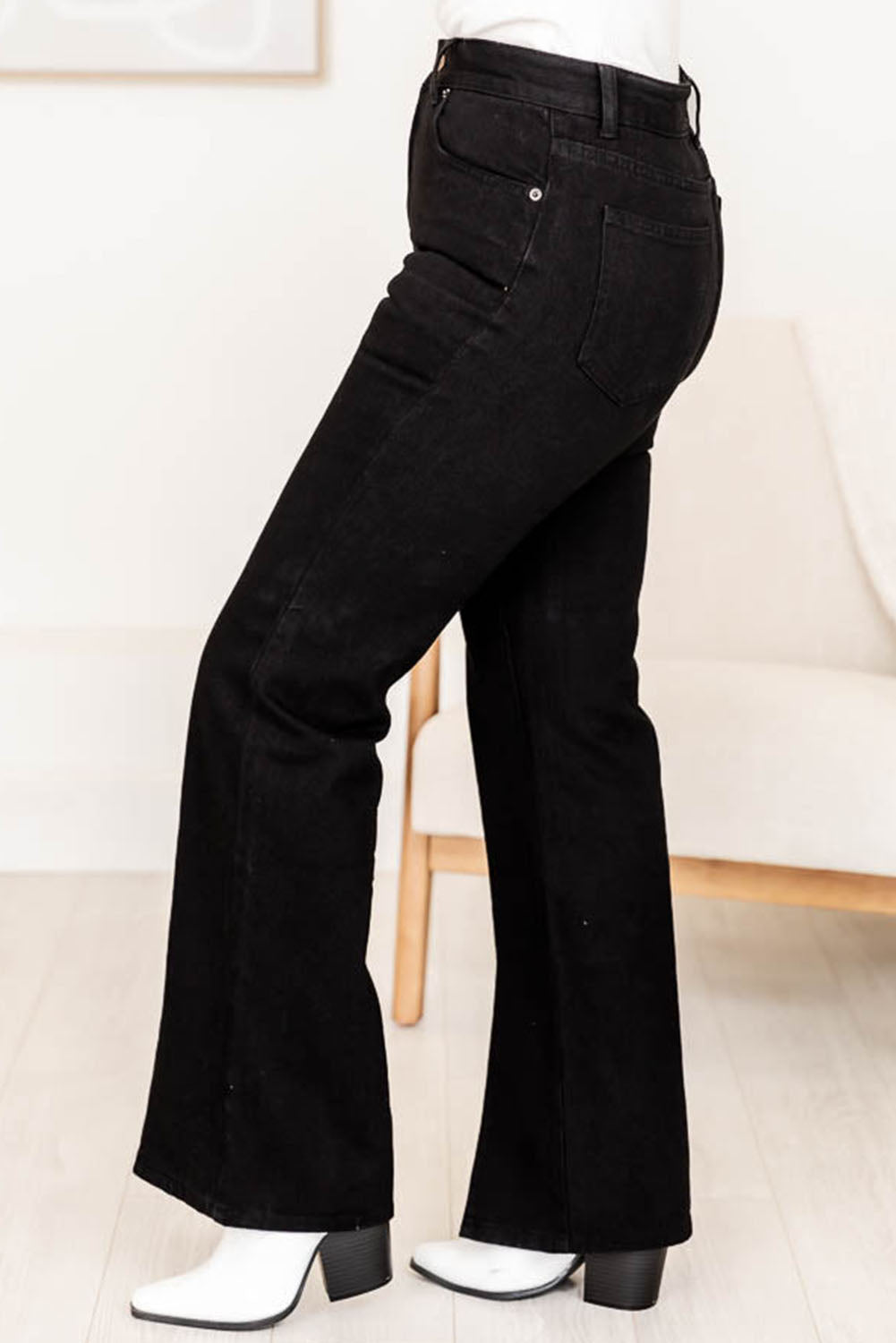 Black Plus Size Split Hem High Waist Jeans