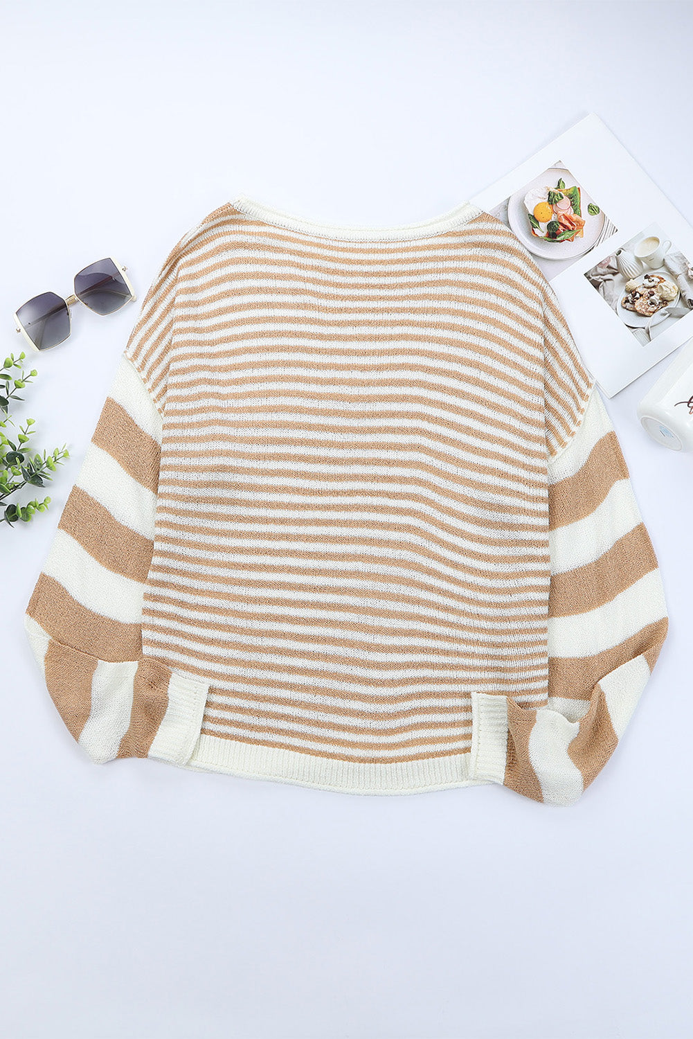 Stripe Puff Sleeve Mixed Stripes Sweater