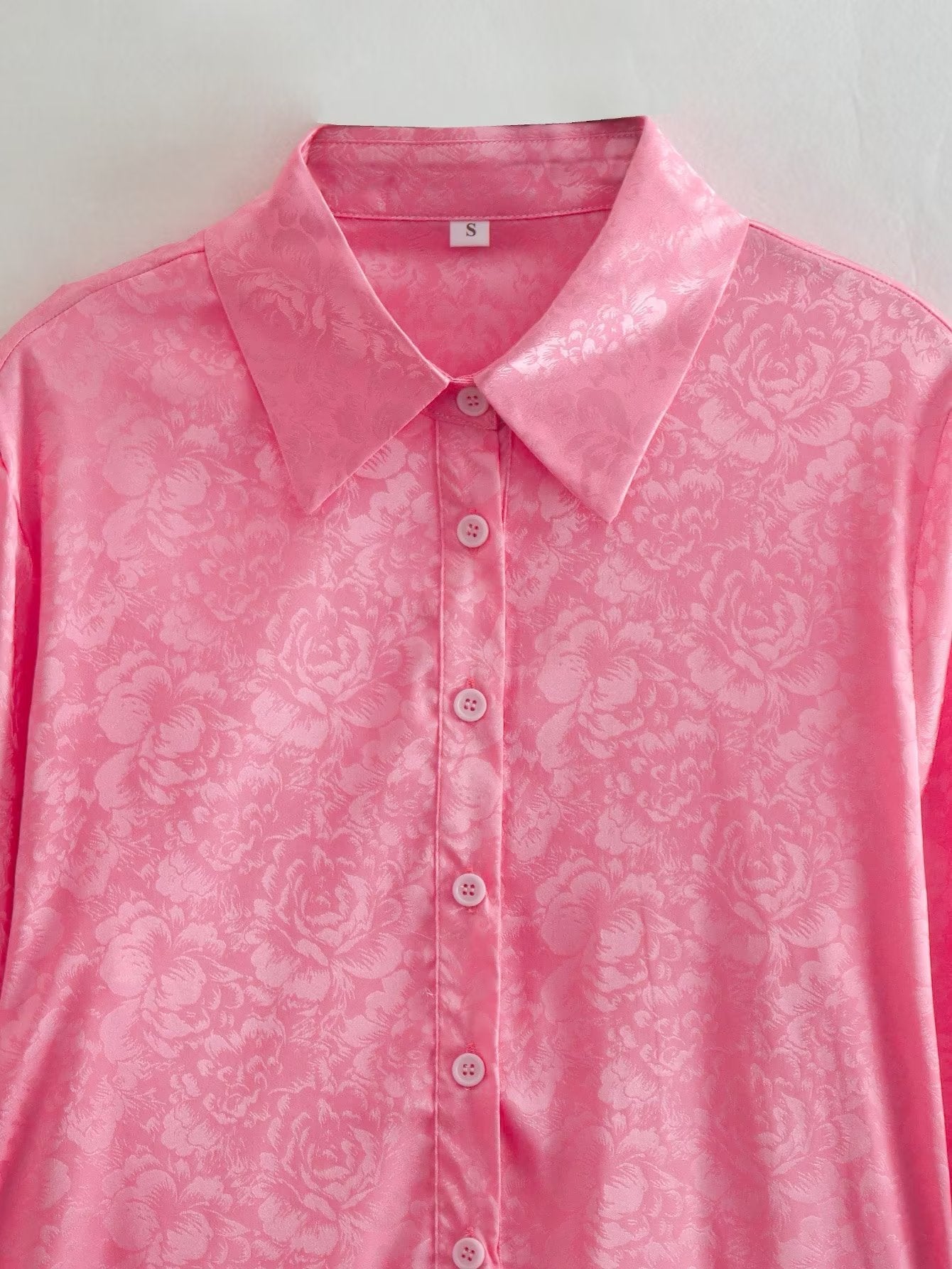 Autumn Women  Clothing Surface Jacquard Waist Lace up Office Shirt
