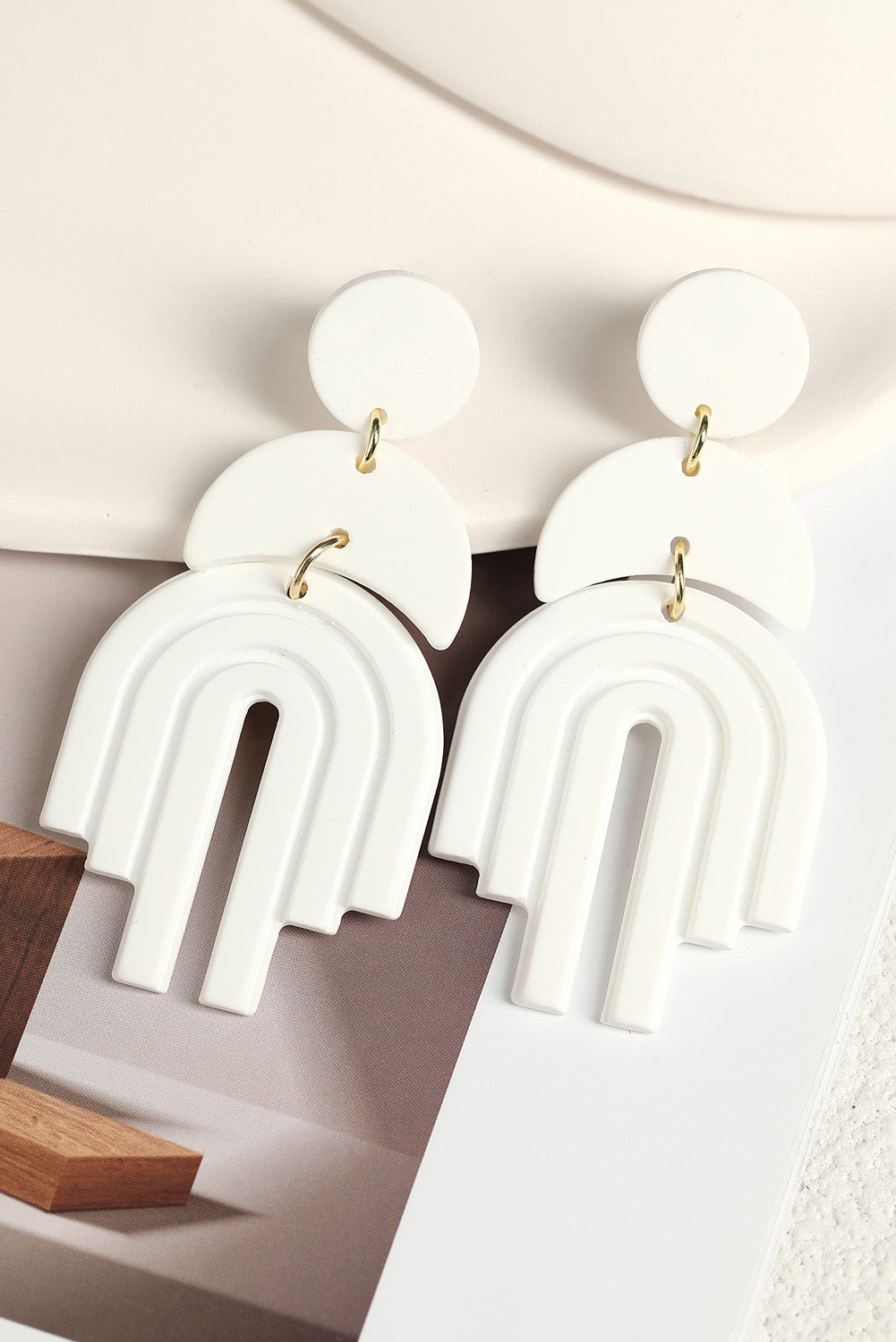 White Clay Textured Acrylic Earrings