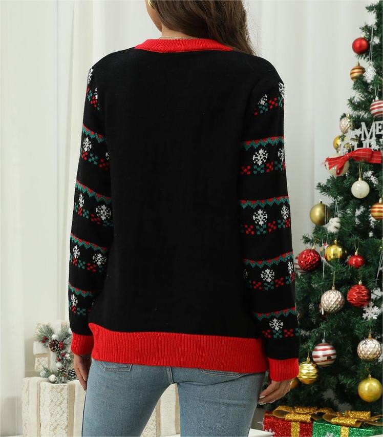 Women round Neck Christmas Tree Jacquard Sweater Led Luminous Christmas Sweater Women