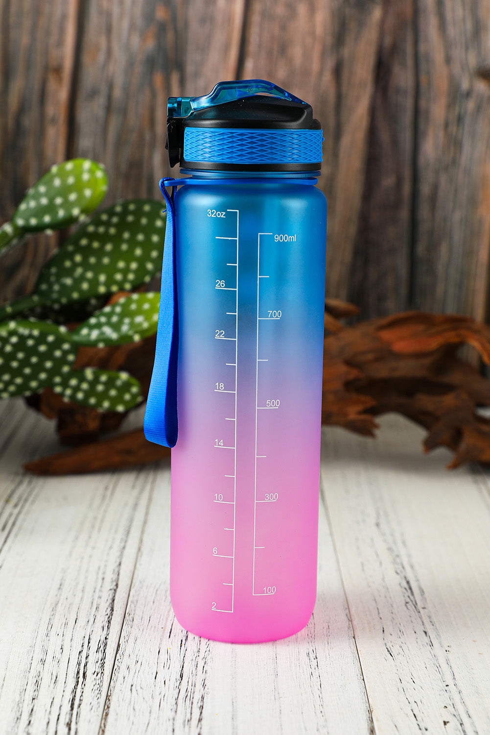 Multicolor Gradient Color Sport Water Bottle with Time Marker