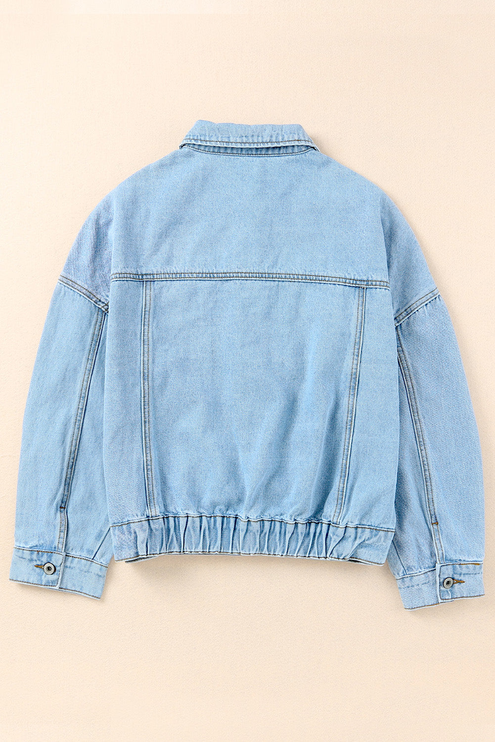 Sky Blue Acid Washed Pockets Buttoned Denim Jacket