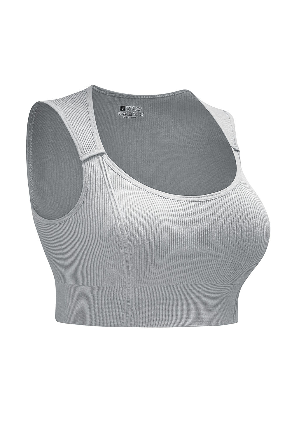 Gray Joint Straps Sleeveless Ribbed Gym Top