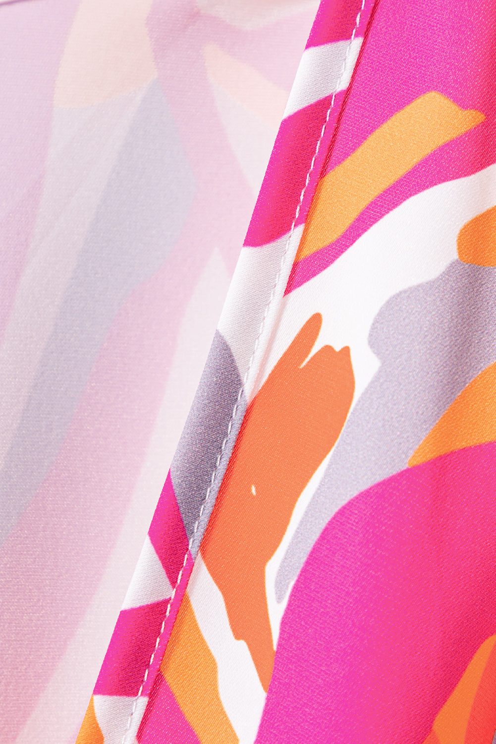 Rose Tropical Leafy Print Drawstring V Neck Midi Dress