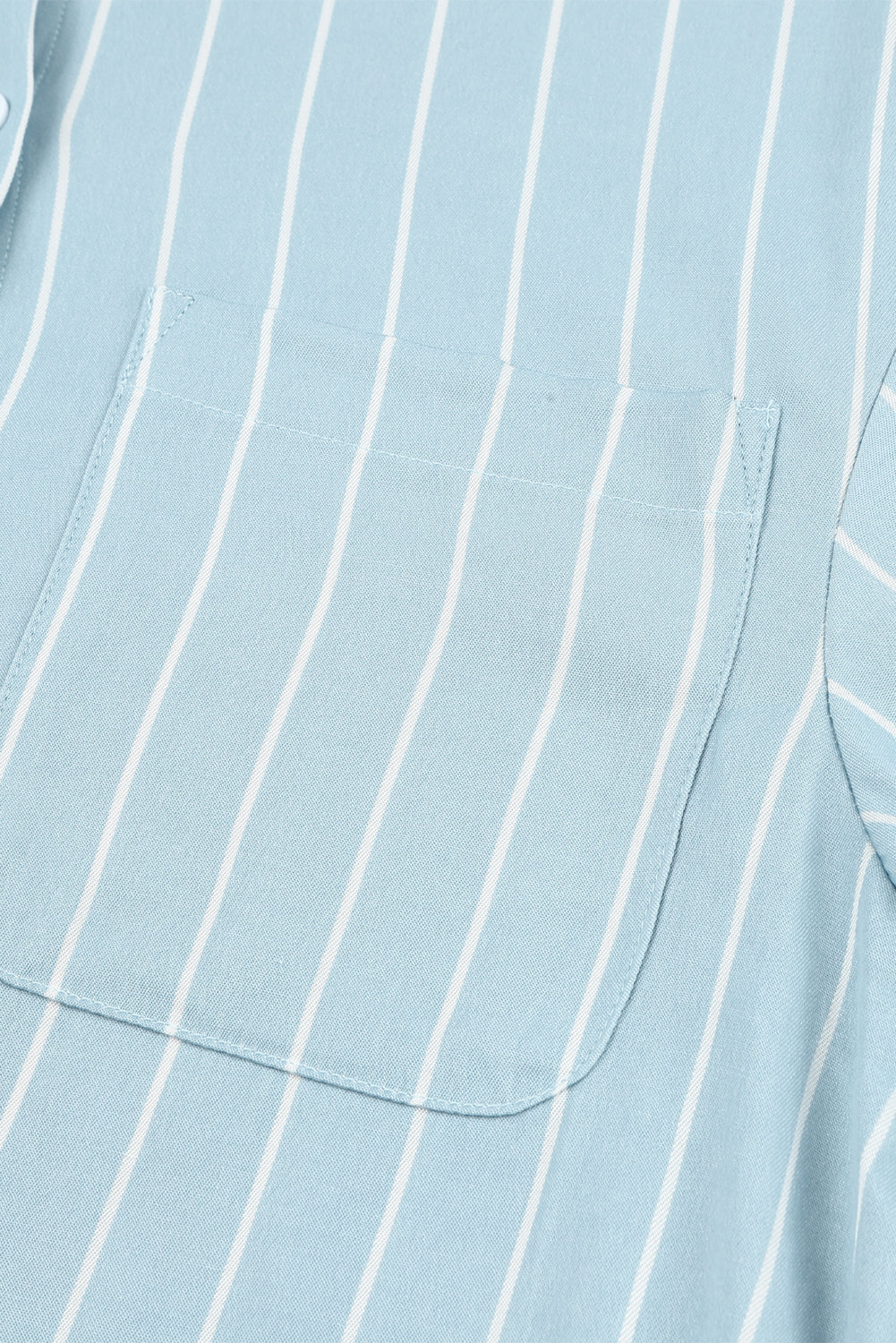 Sky Blue Striped Shirt Midi Dress with Sash
