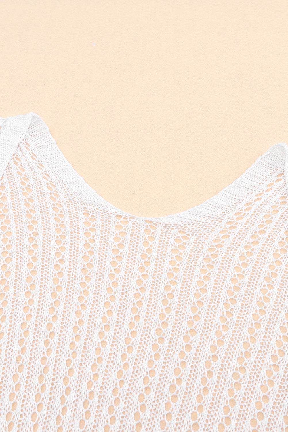 White Hollow-out Knit Kimono Lightweight Cardigan