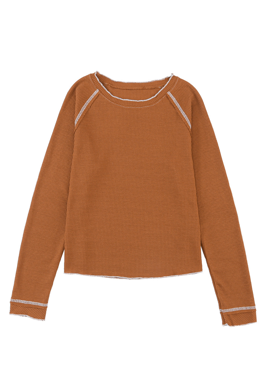 Red Textured Round Neck Long Sleeve Top