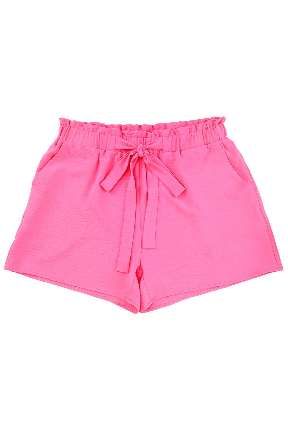 Rose Paperbag High Waist Textured Plus Size Casual Shorts