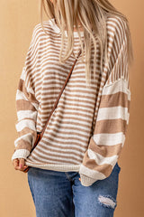 Stripe Puff Sleeve Mixed Stripes Sweater