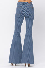 Judy Blue Pin Striped High Waist Super Flare Jeans
