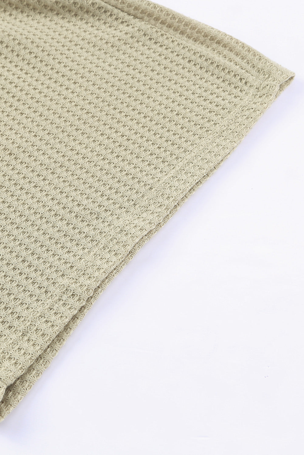 Split V Neck Crop Top and Drawstring Shorts Waffle Knit Set