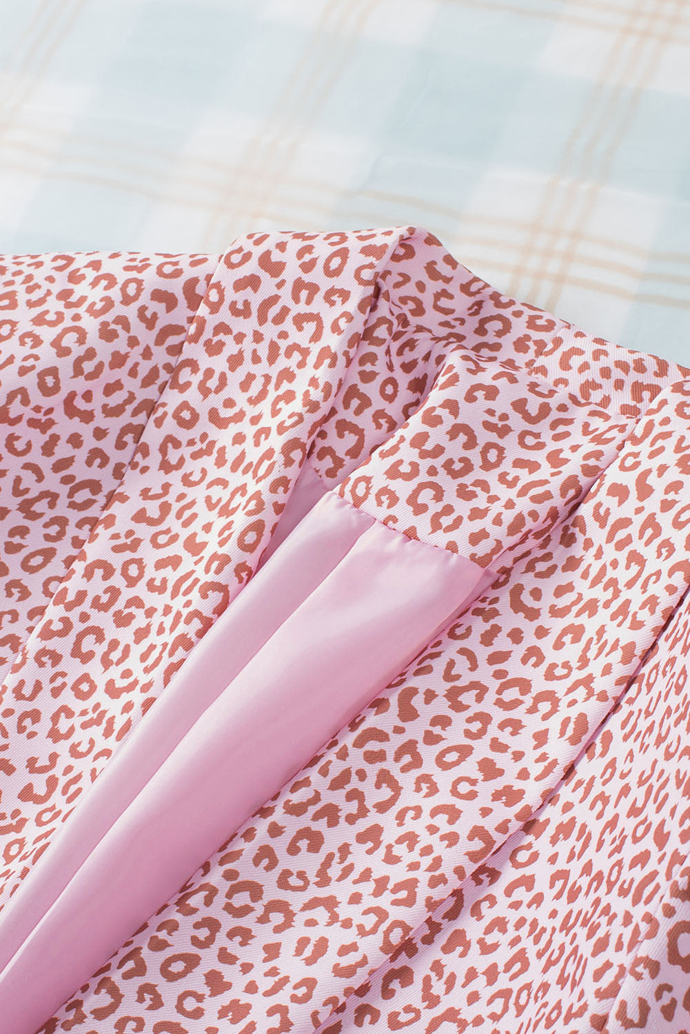 Pink 3/4 Sleeve Leopard Blazer