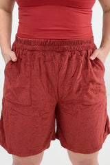 Loop Terry Elastic Waist Shorts With Pockets