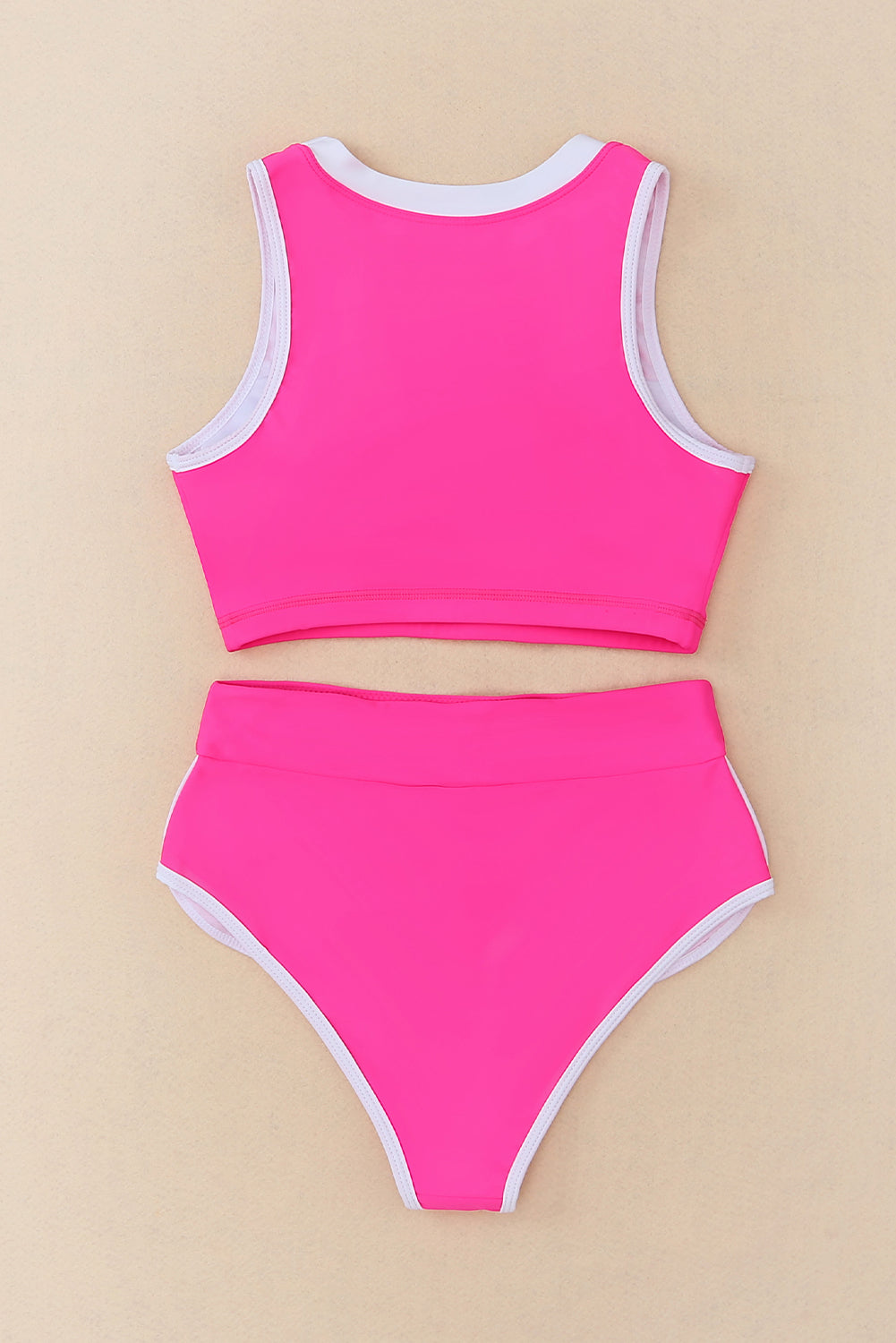 Rose 2pcs Contrast Trim Active Bikini Swimsuit