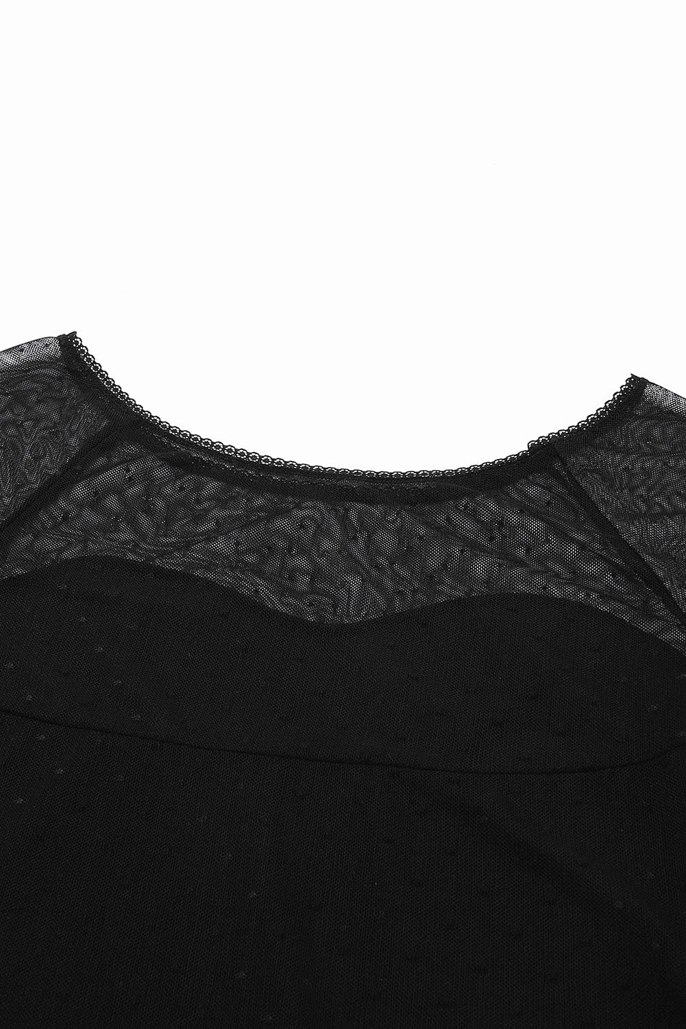 Black Dotty Mesh Overlay Long Sleeve Bodysuit