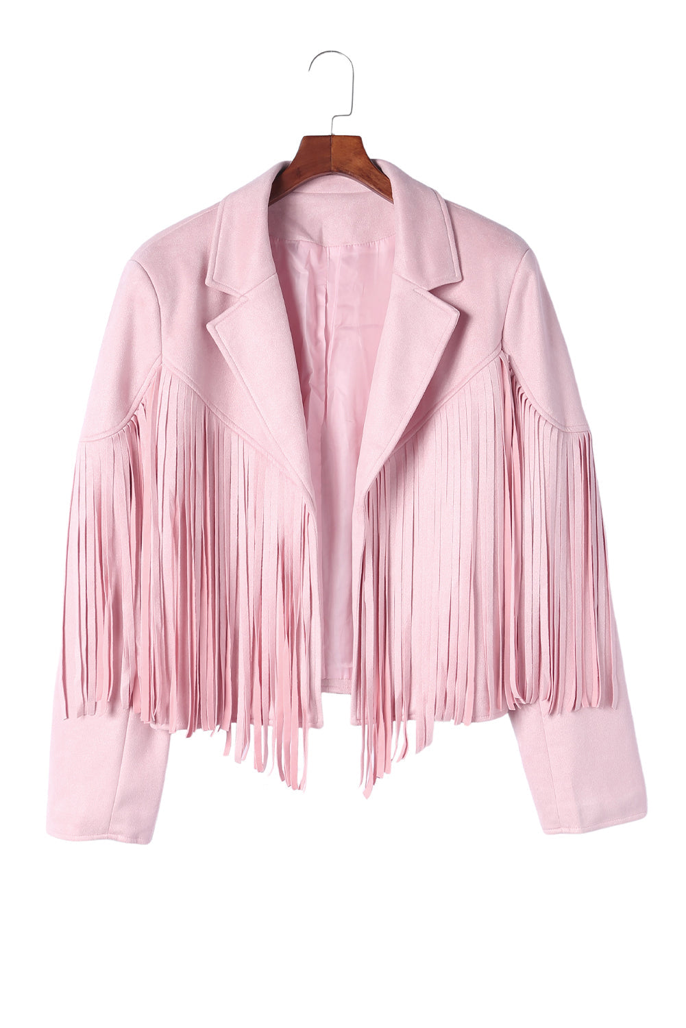 Pink Fringe Plus Size Cropped Jacket