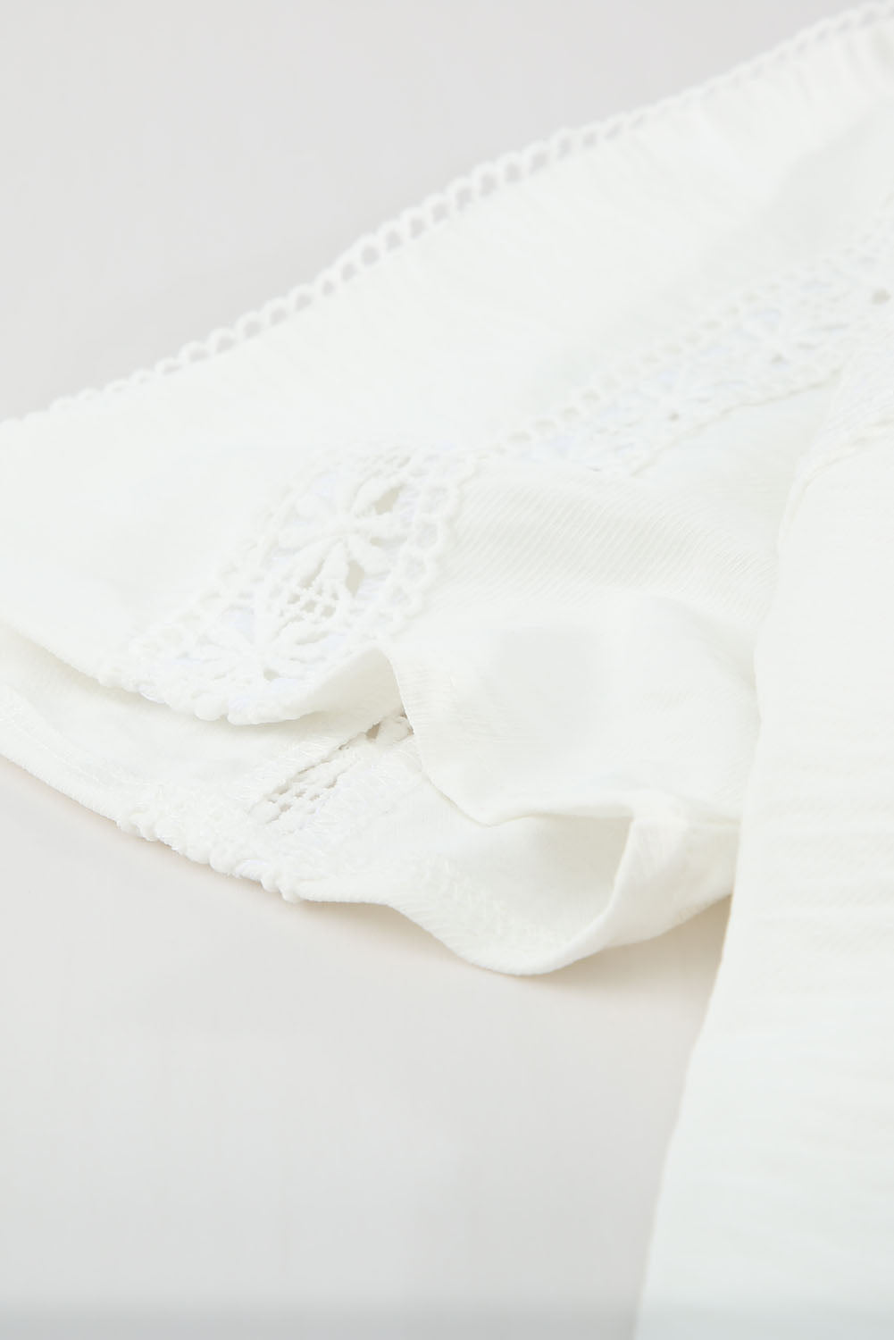 White Crochet Eyelet Short Sleeves Top
