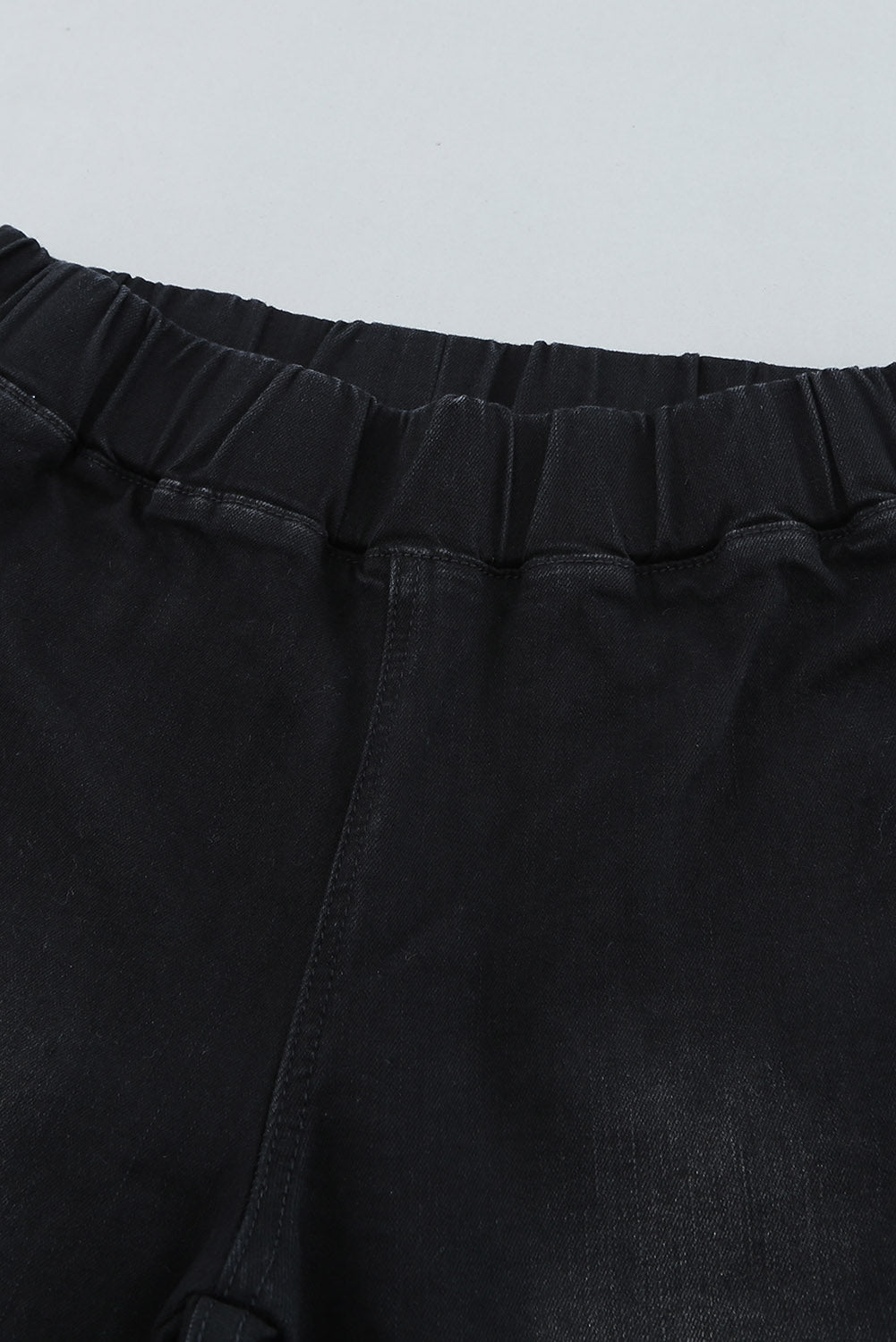 Black Distressed Bell Bottom Denim Pants