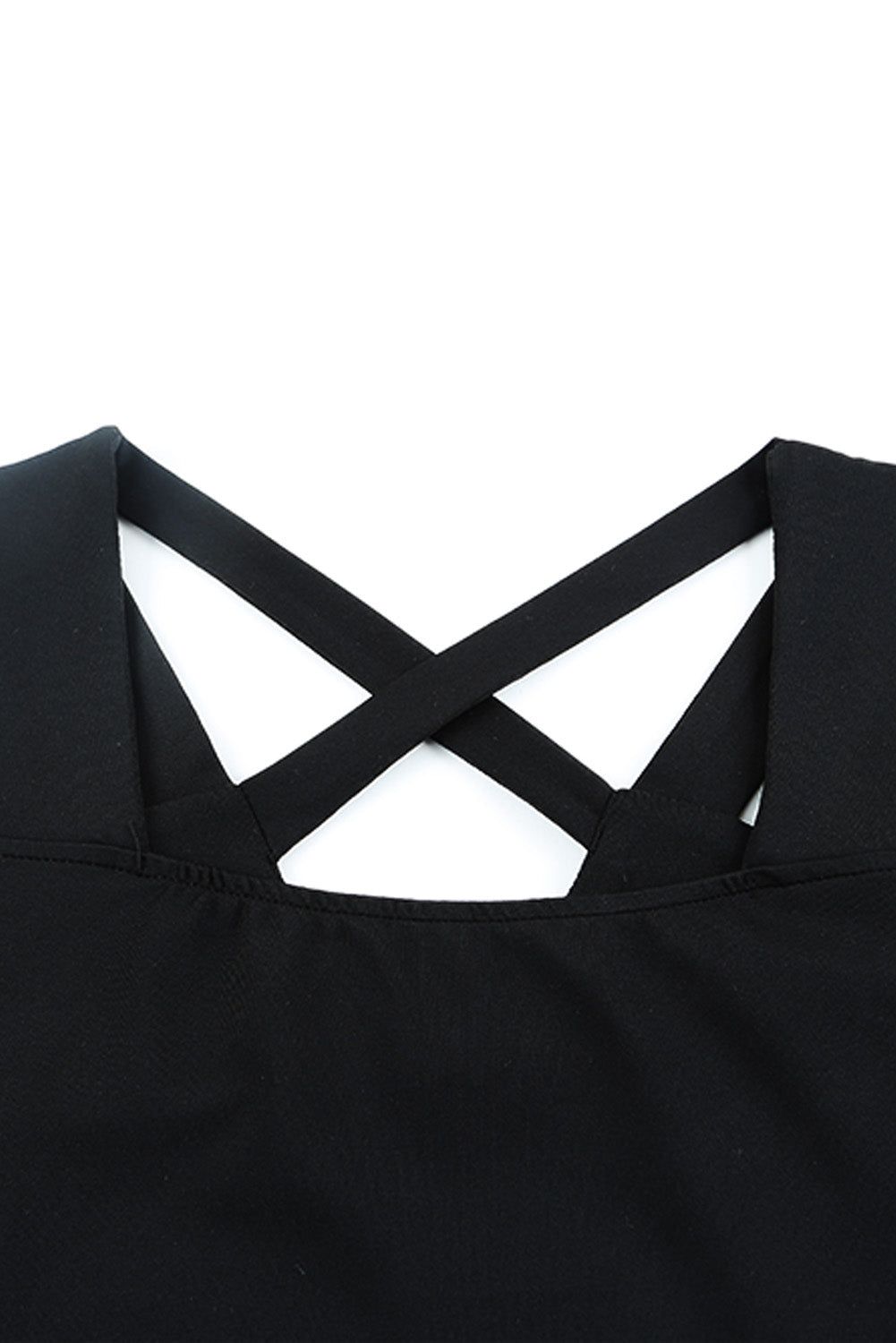 Black Criss-Cross Cut Out Short Sleeve Top