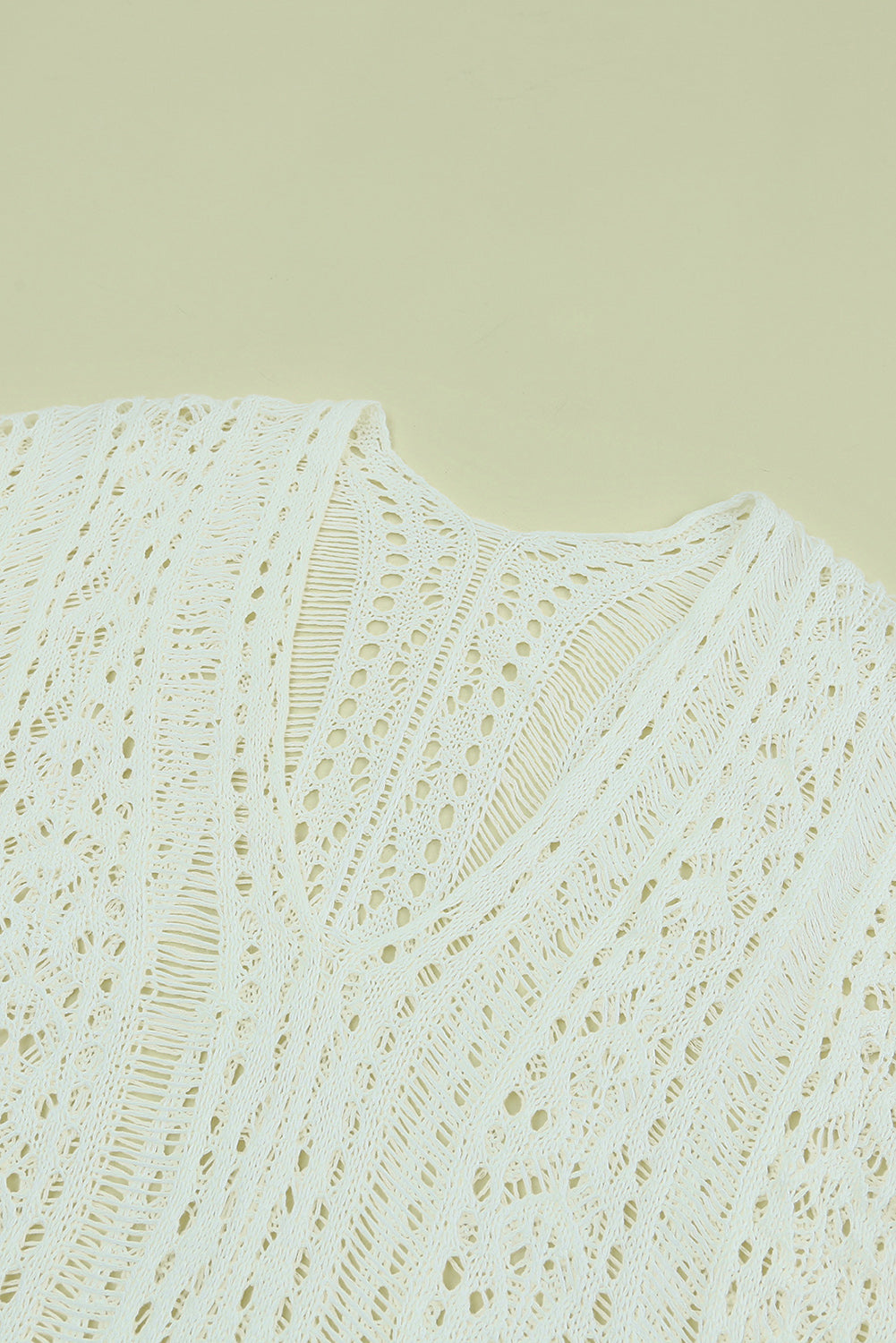 White Crochet Knitted Tassel Tie High Low Beachwear