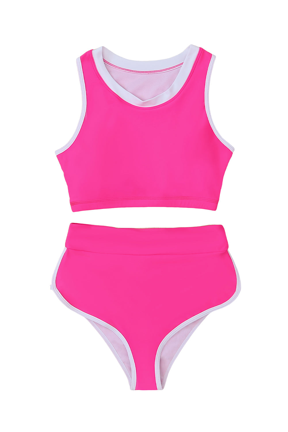 Rose 2pcs Contrast Trim Active Bikini Swimsuit