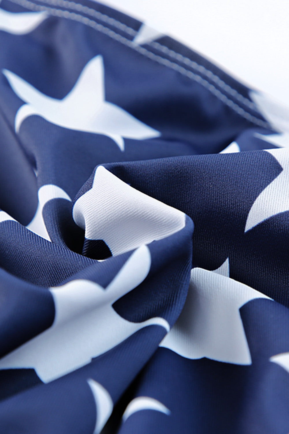 Blue Stars and Stripes Patchwork Flag Pattern Bikini Swimsuit