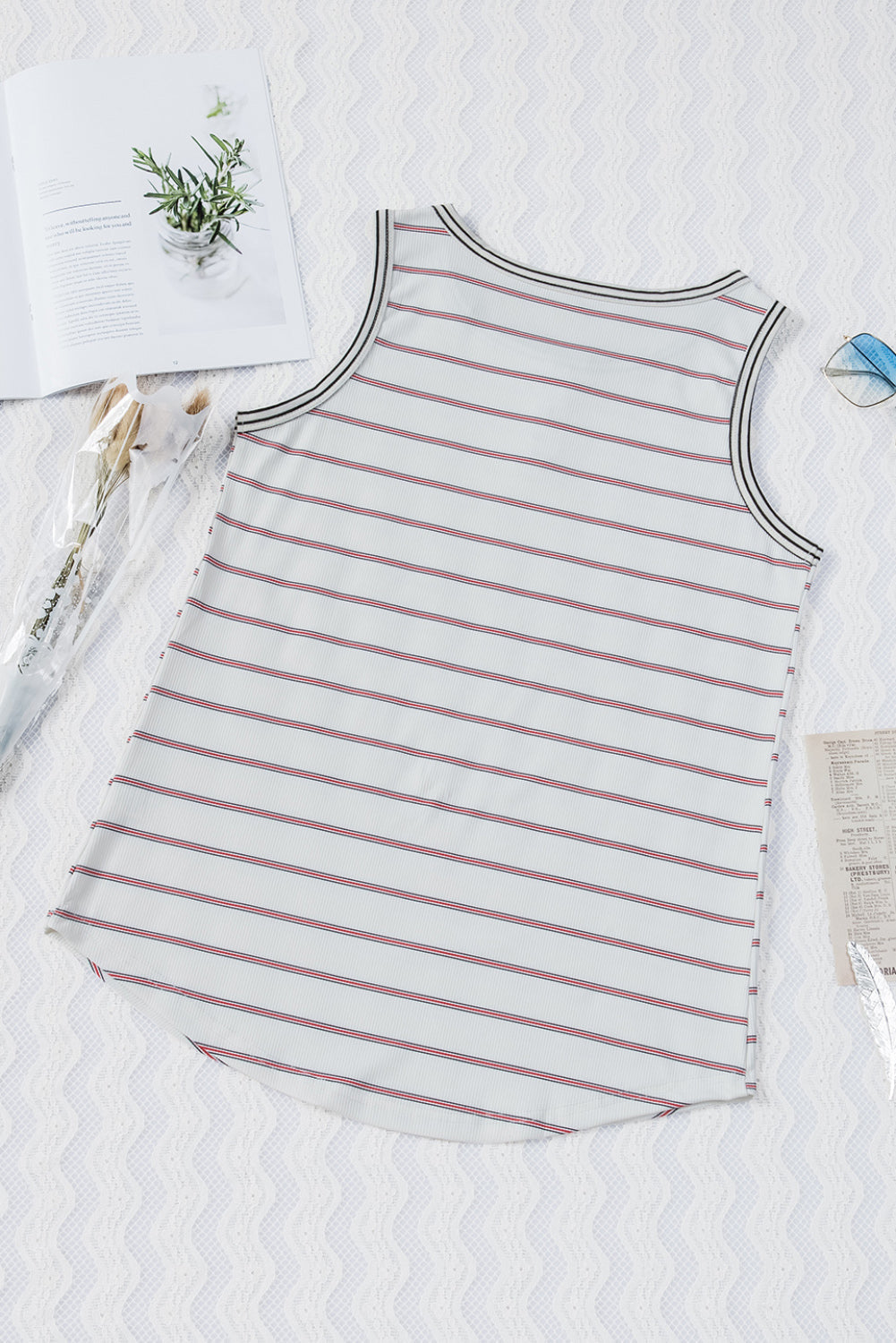 Striped Henley Ribbed Tank