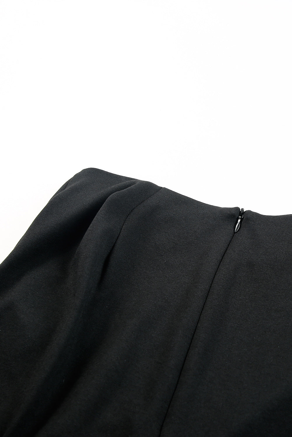 Black Ruched Buttons Embellished Side Split Pencil Midi Skirt