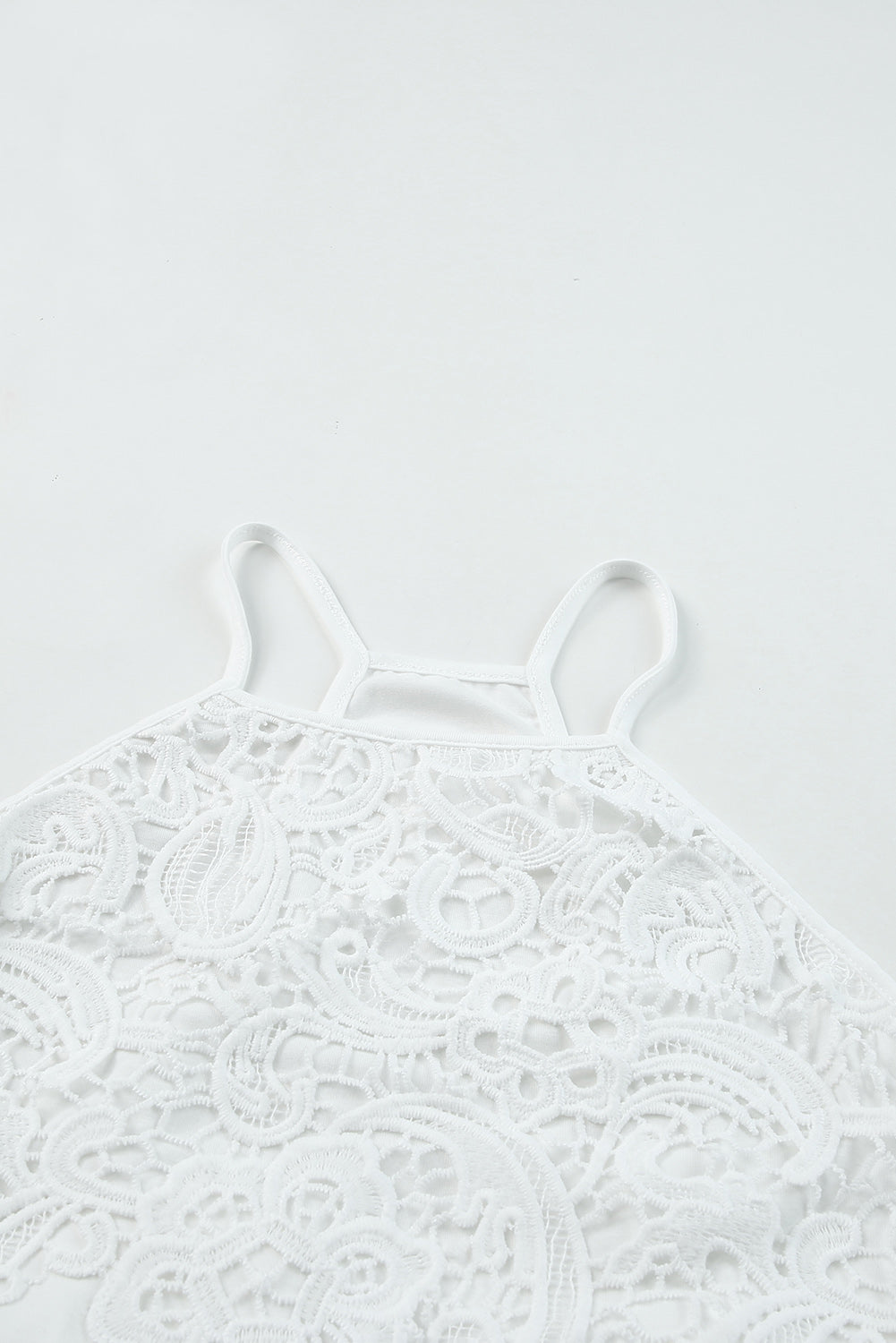 White Lace Splicing Flowy Tank Top