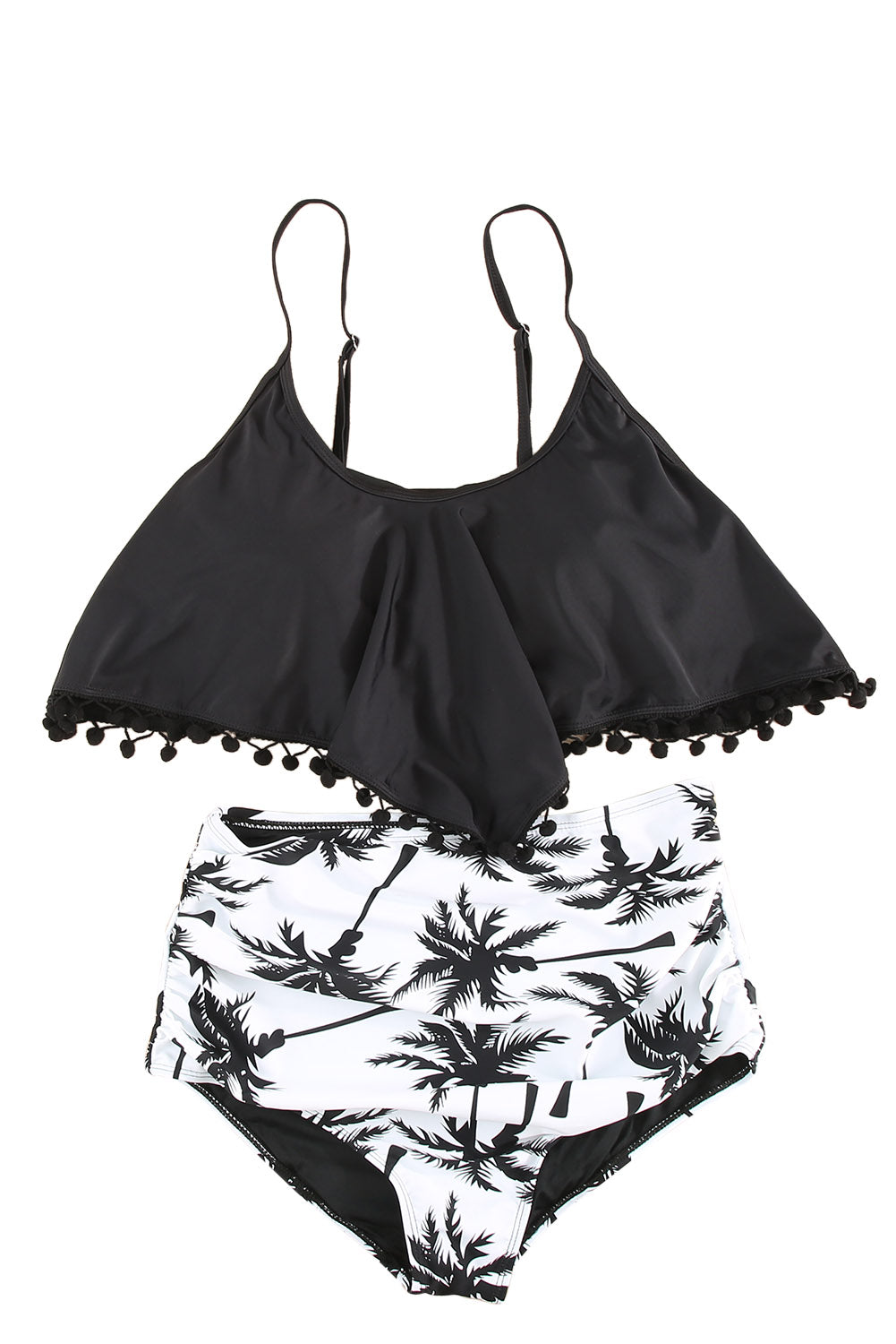 Black Print High Waist Swimsuit