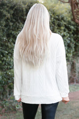 White Cowl Neck Textured Sweatshirt