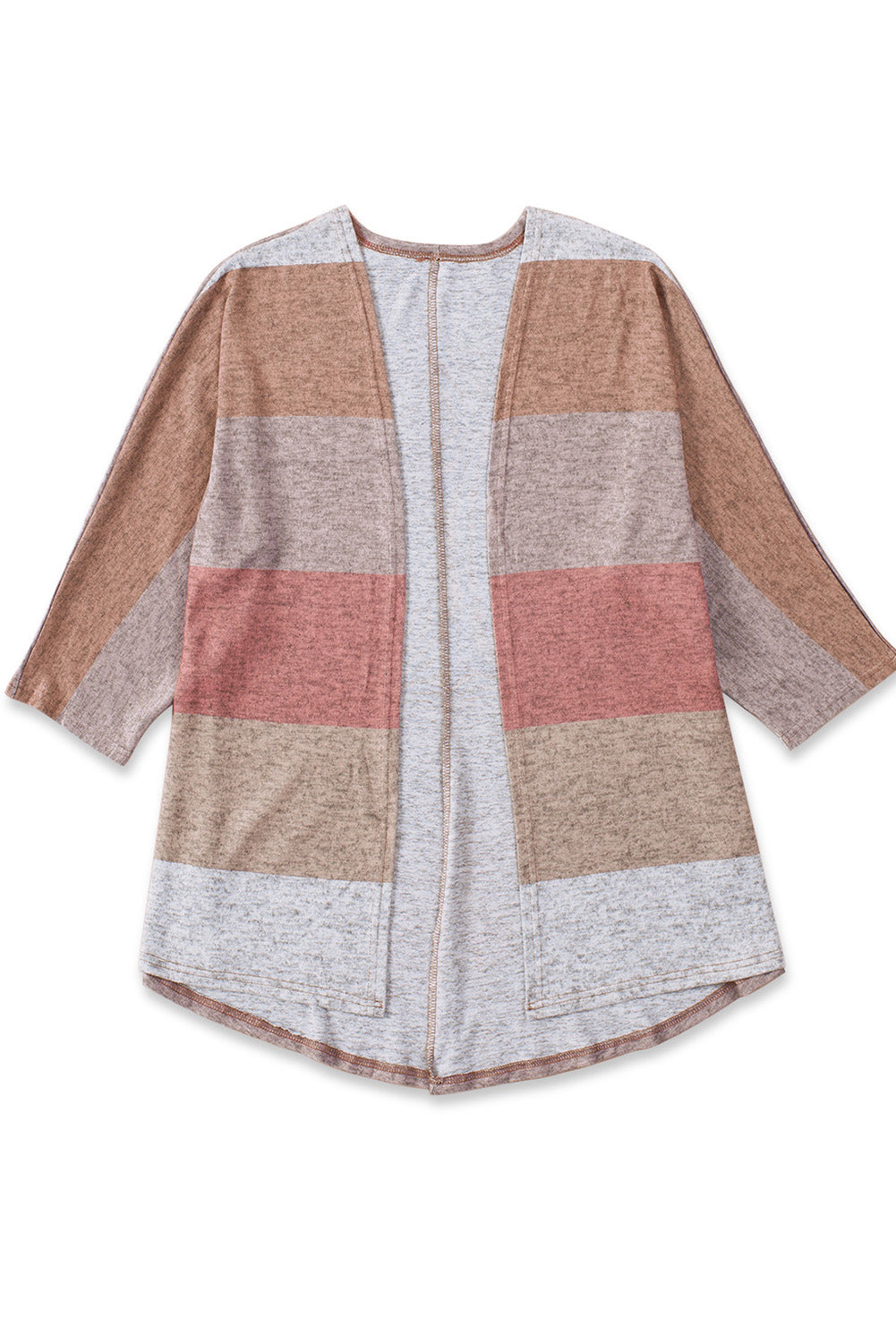 Multicolor Plus Size Colorblock Knit Cardigan