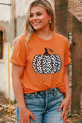 Orange Leopard Pumpkin Graphic Daily Fashion Tee