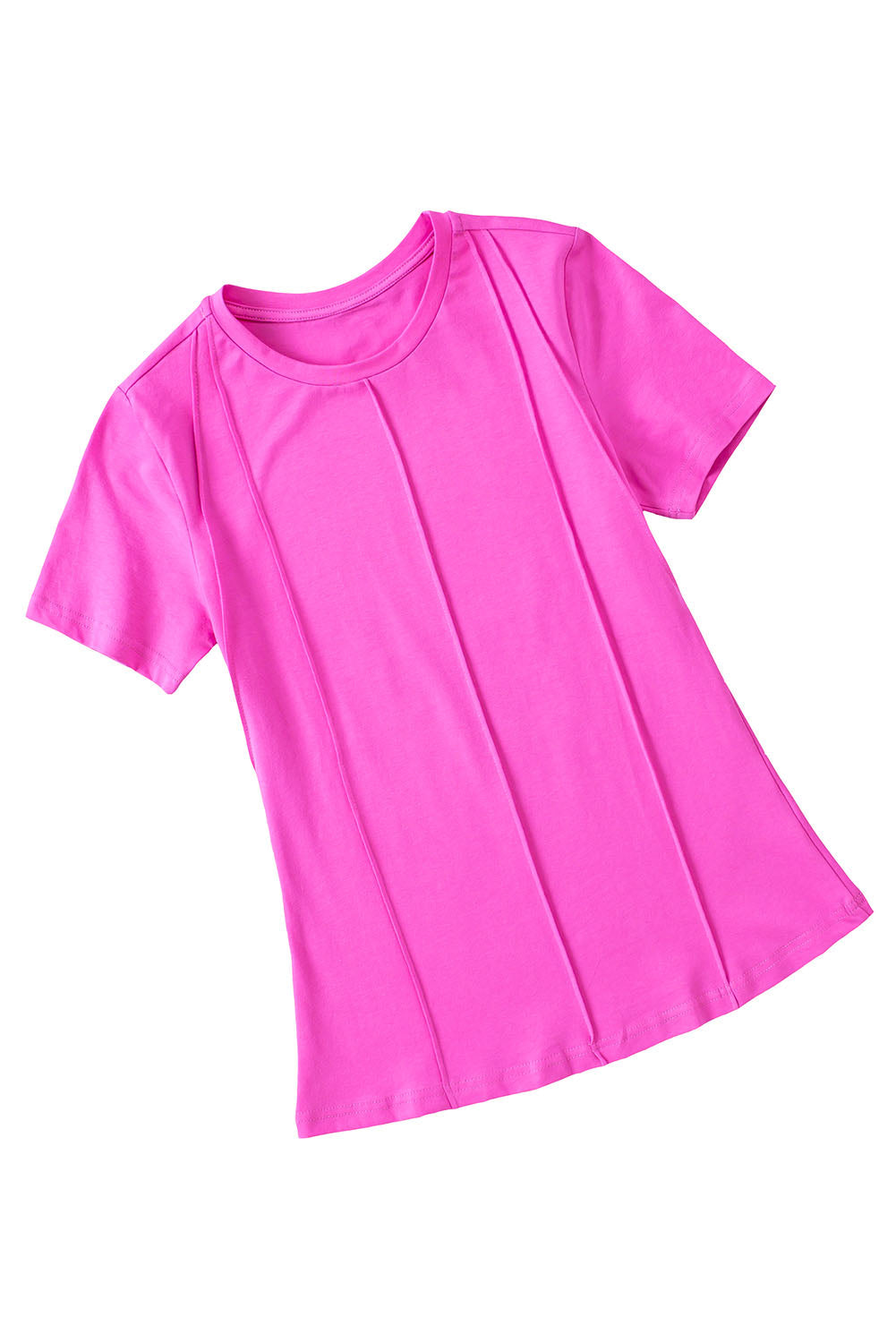 Rose Solid Color Piping Trim Short Sleeve T Shirt