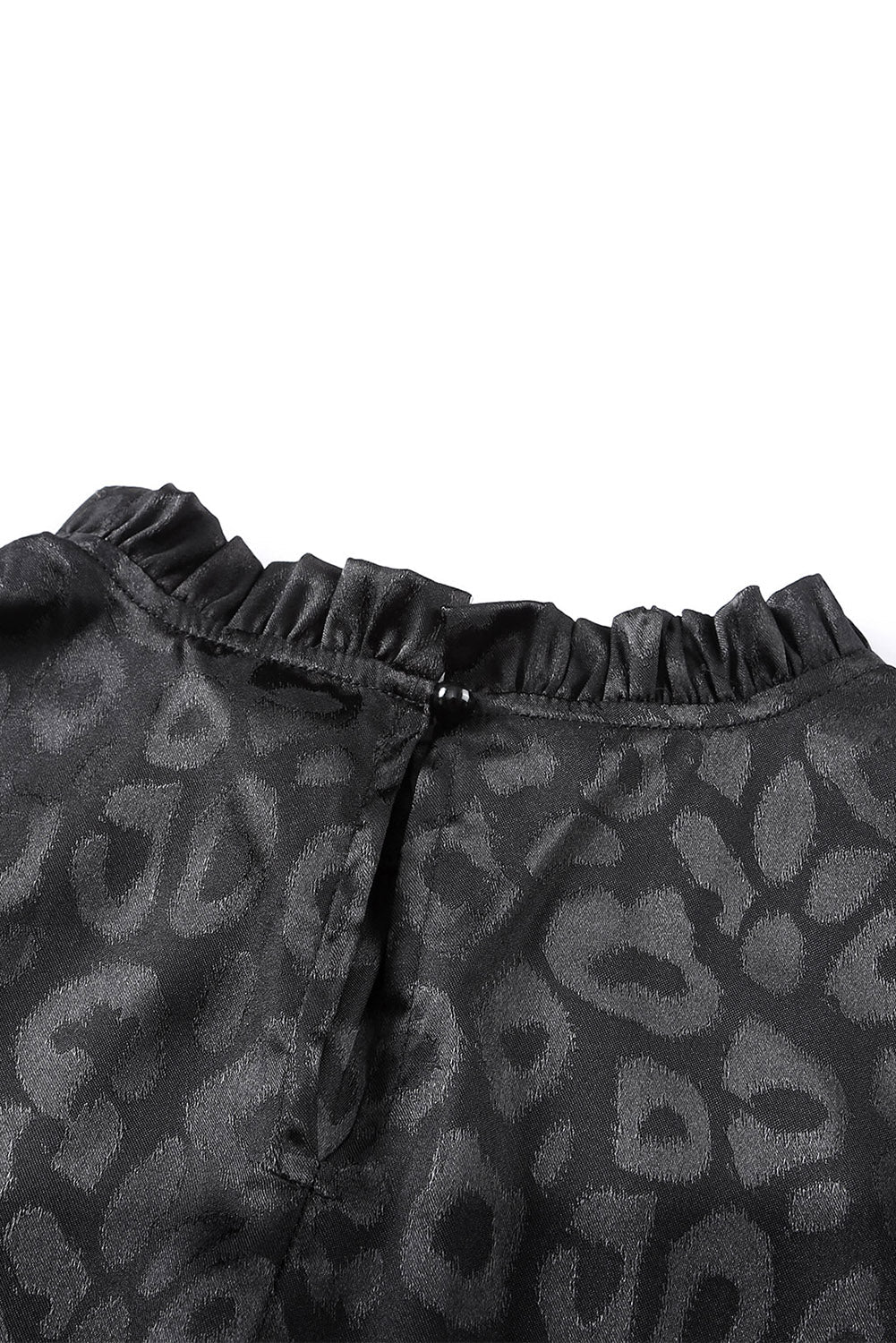 Rose Satin Leopard Tie Waist Frilled Sleeveless Dress