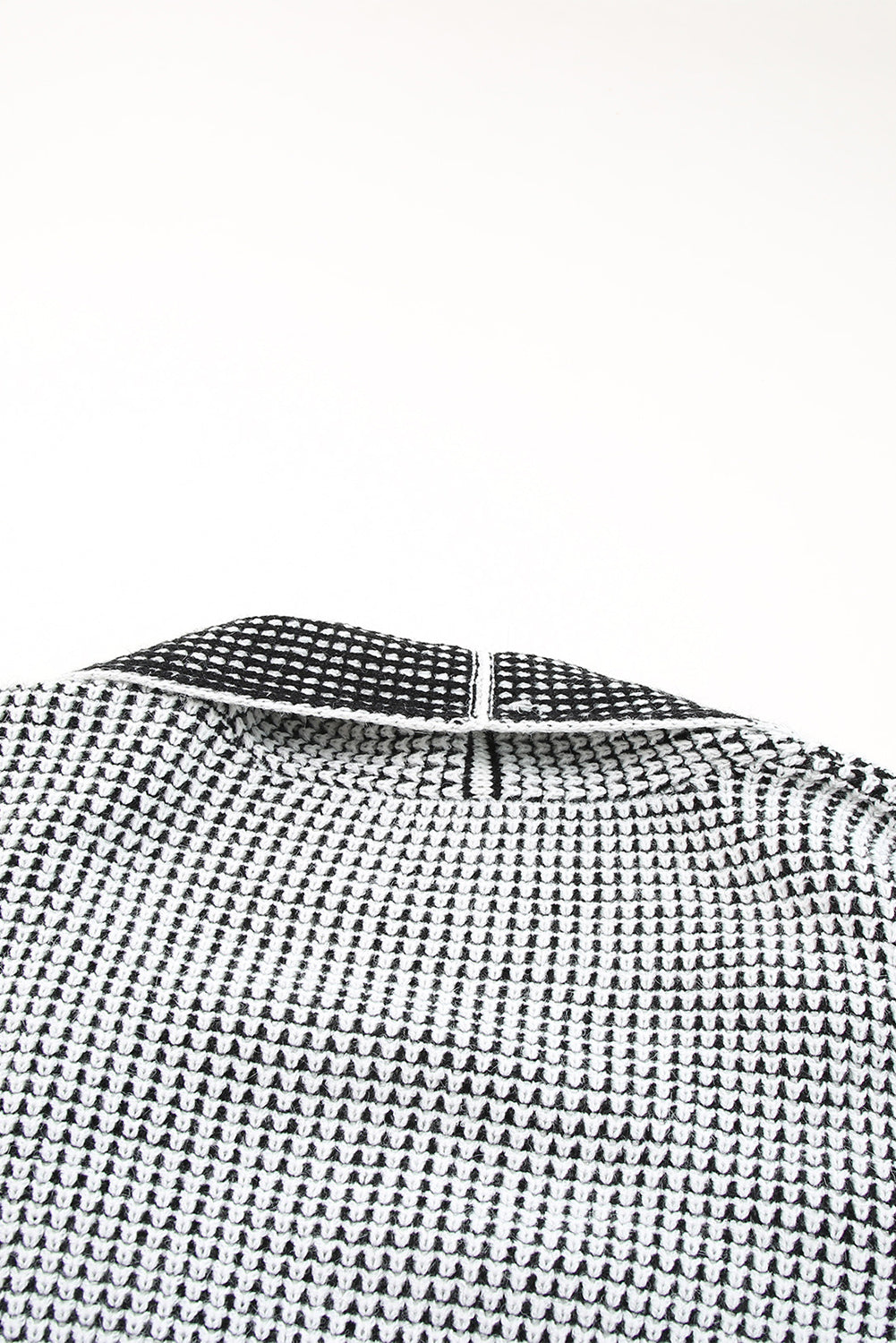 Grey Plaid Contrast Trim Open Front Cardigan