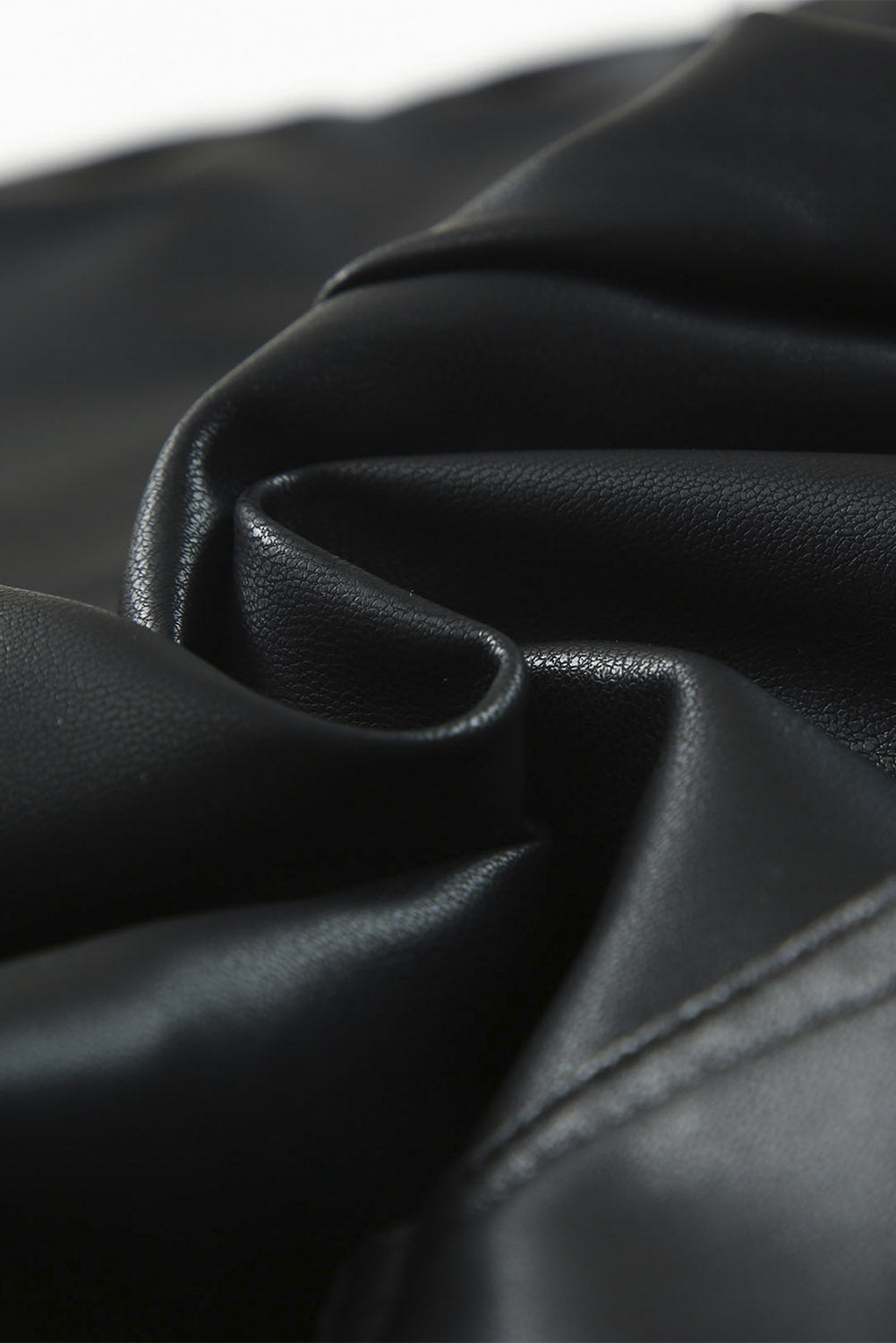 Black PU Leather Drawstring Elastic Waist Joggers