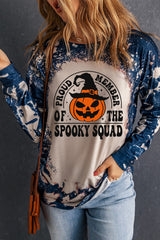Multicolor Proud Member of The Spooky Squad Graphic Tie-dye Top