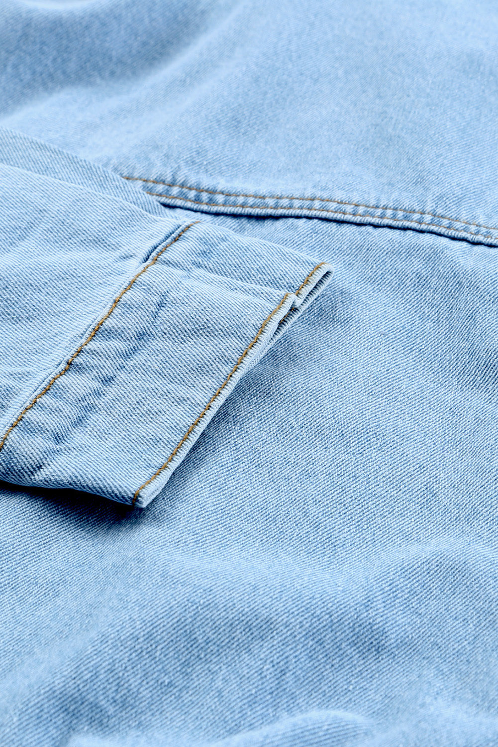 Sky Blue Acid Washed Pockets Buttoned Denim Jacket