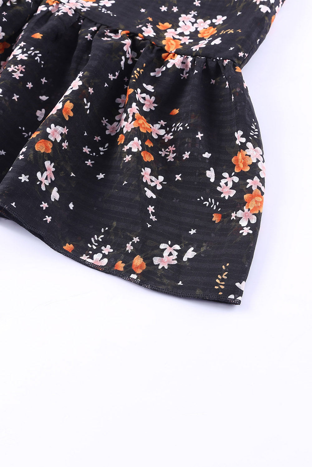 Black Dainty Floral Print Flowy Kimono