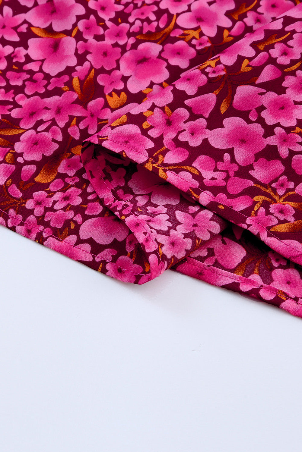 Khaki Floral Print Tiered Flutter Sleeve V Neck Top