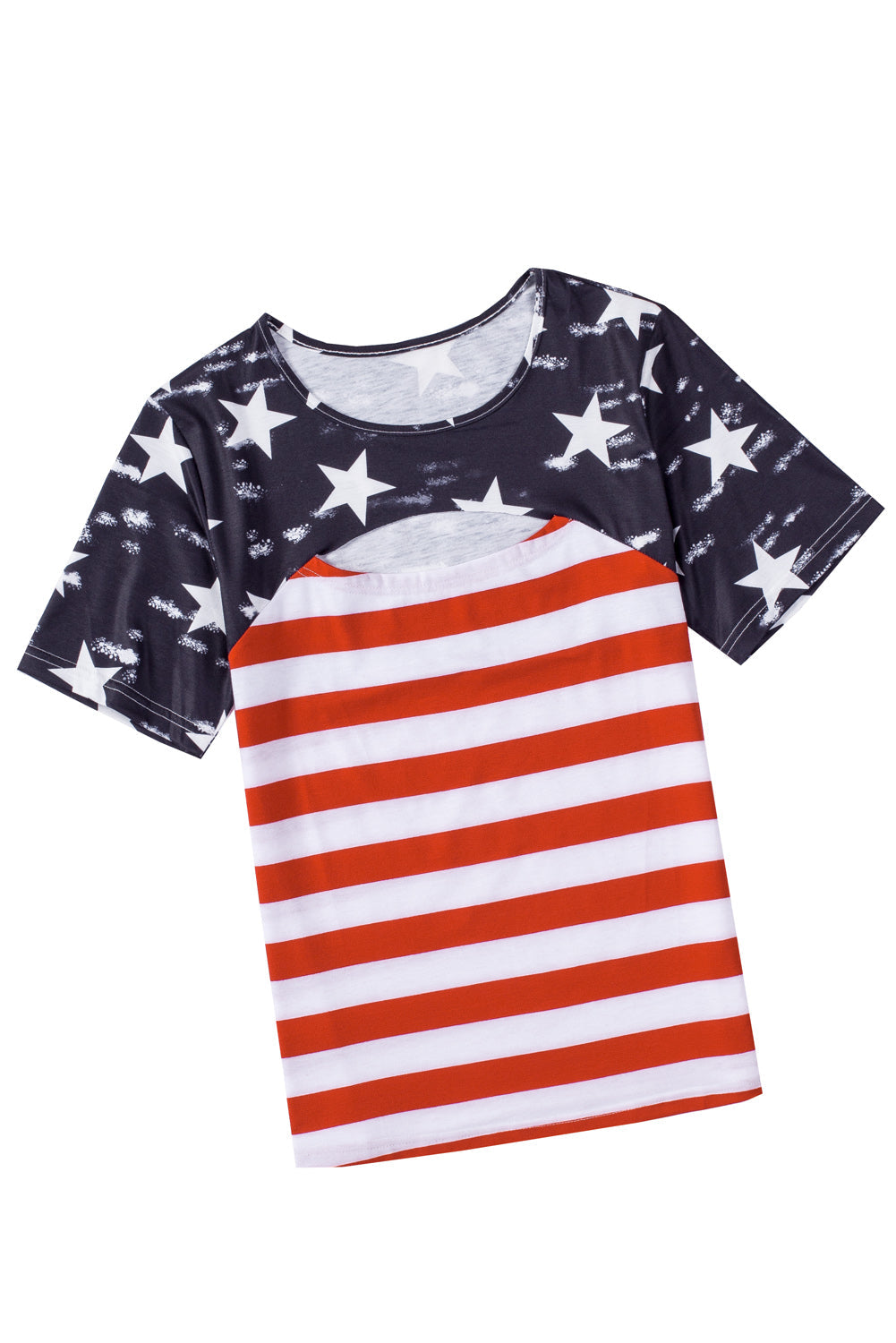 Black Contrast American Flag Cutout T-Shirt