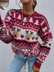 Winter Clothes Red Christmas Clothes Pullover Sweater Knitwear Christmas Tree Elk