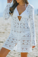 White Button Down Lace Tunic Beach Dress