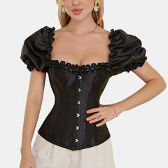 Lacy Short Sleeve Corset Top