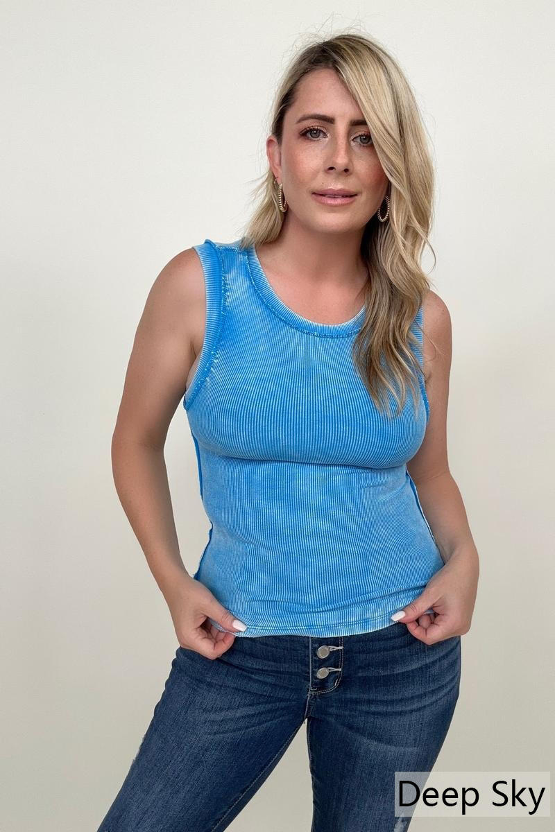 Ribbed Tank Top with Exposed Seam