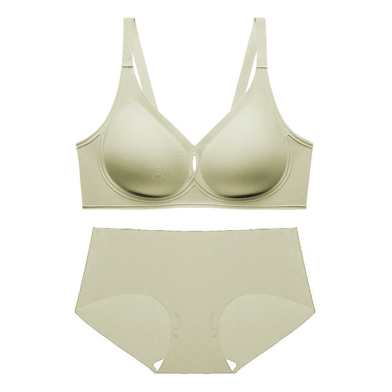 Seamless Underwear 3D Flocking SilAmicge Jelly Soft Support Wireless Thin Comfortable Bra Set