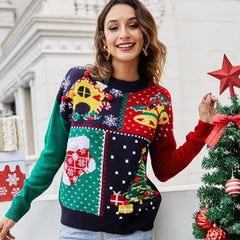 Women Clothing Small Snowflake Christmas Knitted Clothing Pullover Christmas Tree Sweater